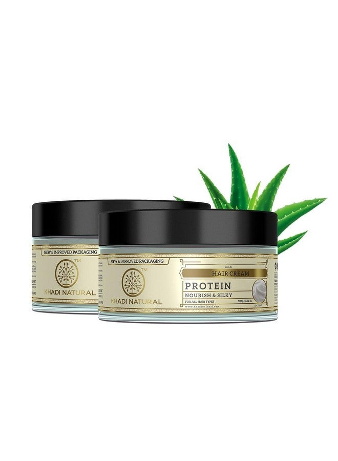 Khadi Natural Protein Hair Cream For Soft & Shiny Hair | Cream For Silky Hair | Natural Hair Cream For Dry Hair | Paraben & Silicone-Free | Suitable For All Hair Types| Pack Of 2(100 * 2, 200 Gm) - Image 1
