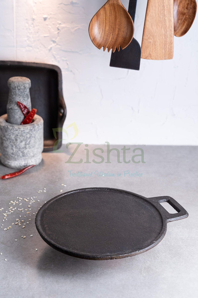 Zishta Cast Iron Tawa, 8-8.5 Inches, Black - Image 3