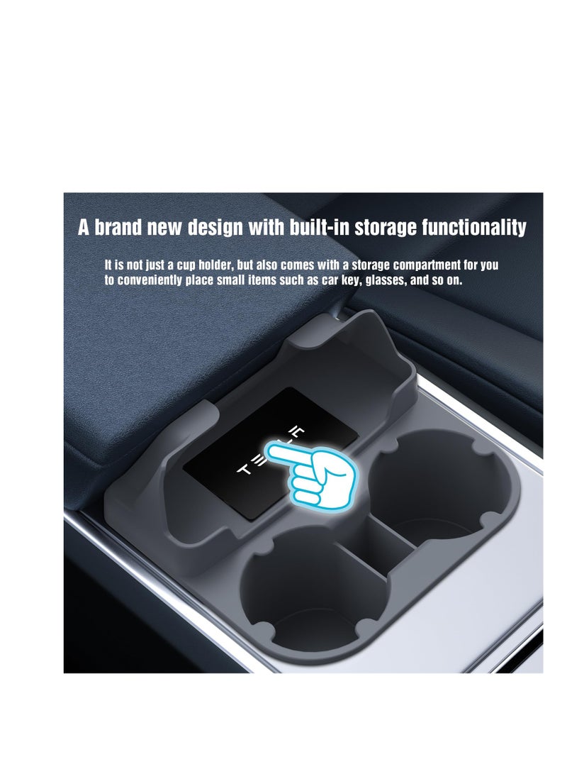 Excefore Cup Holder Insert for Tesla Model Y Model 3, 2 in 1 Cup Holder for Model 3 Model Y 2021-2023, Tesla Cup Holder, Tesla Cup Holder Insert Model Y, Grey - Image 3