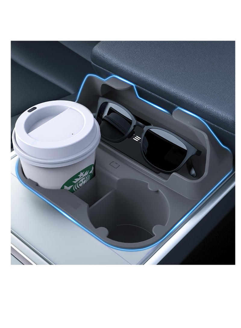 Excefore Cup Holder Insert for Tesla Model Y Model 3, 2 in 1 Cup Holder for Model 3 Model Y 2021-2023, Tesla Cup Holder, Tesla Cup Holder Insert Model Y, Grey - Image 1