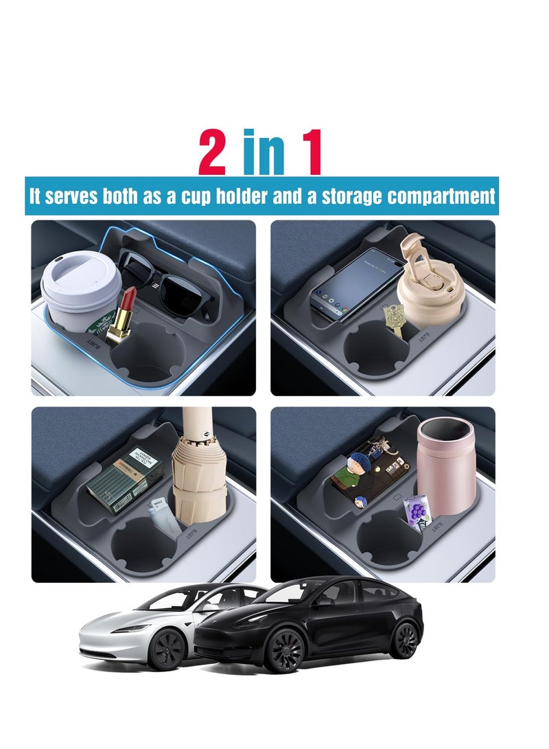 Excefore Cup Holder Insert for Tesla Model Y Model 3, 2 in 1 Cup Holder for Model 3 Model Y 2021-2023, Tesla Cup Holder, Tesla Cup Holder Insert Model Y, Grey - Image 4