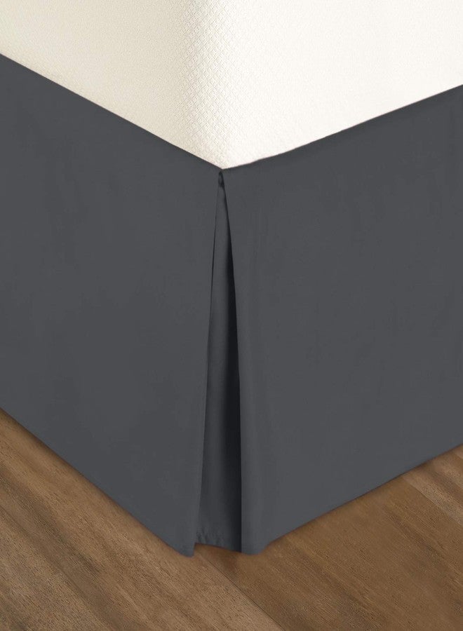 كلارا كلارك تنورة سرير كلارا كلارك مطوية - طول 14 بوصة - كشكشة غبار فاخرة من الألياف الدقيقة - تتضمن 8 دبابيس، مقاس كينج، رمادي - Image 2