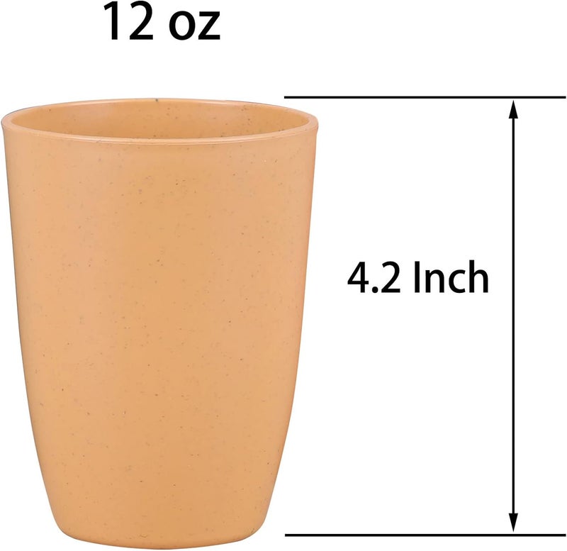 LuckyZone Wheat Straw Unbreakable Cup  12 oz Reusable Drinking Glasses Sets for Kitchen Home  Dishwasher Safe Tumbler  BPA Free  EcoFriendly 12Pcs6Color - Image 2