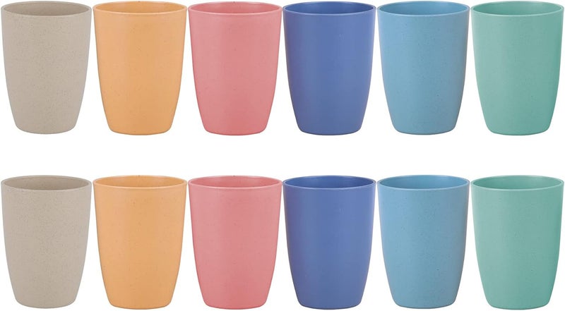 LuckyZone Wheat Straw Unbreakable Cup  12 oz Reusable Drinking Glasses Sets for Kitchen Home  Dishwasher Safe Tumbler  BPA Free  EcoFriendly 12Pcs6Color - Image 1