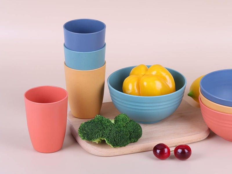 LuckyZone Wheat Straw Unbreakable Cup  12 oz Reusable Drinking Glasses Sets for Kitchen Home  Dishwasher Safe Tumbler  BPA Free  EcoFriendly 12Pcs6Color - Image 5
