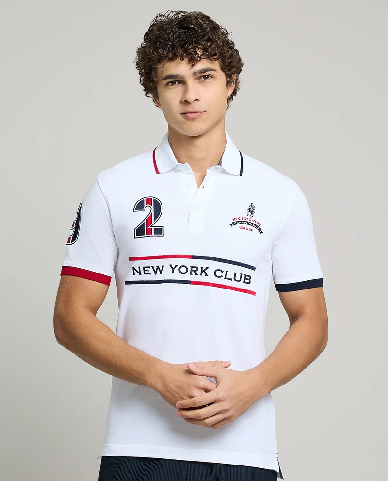 أر أند بي Embroidered Polo T-Shirt with Short Sleeves