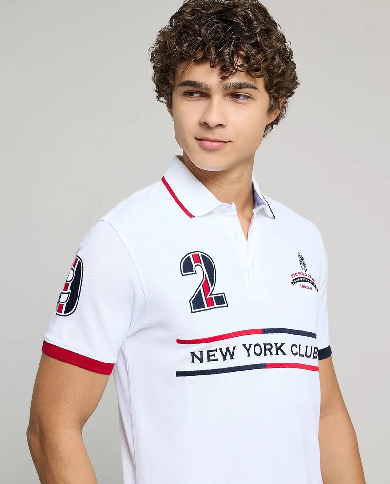 أر أند بي Embroidered Polo T-Shirt with Short Sleeves