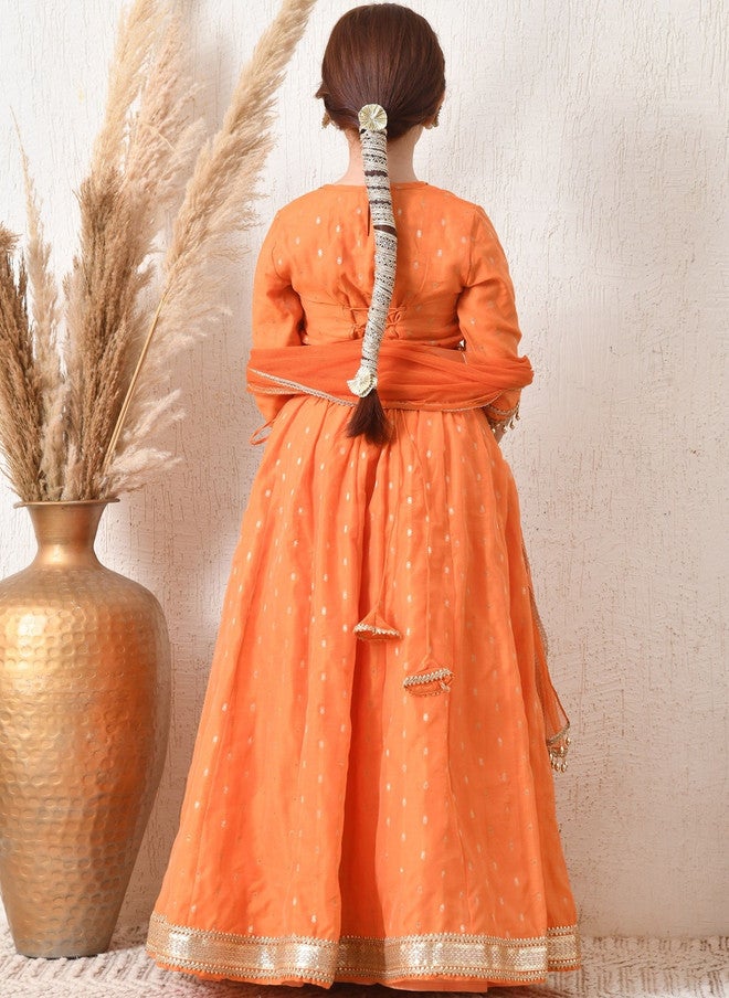 Indi-Loom Couture Girls Embellished Ready to Wear Lehenga & Blouse With Dupatta - Image 4