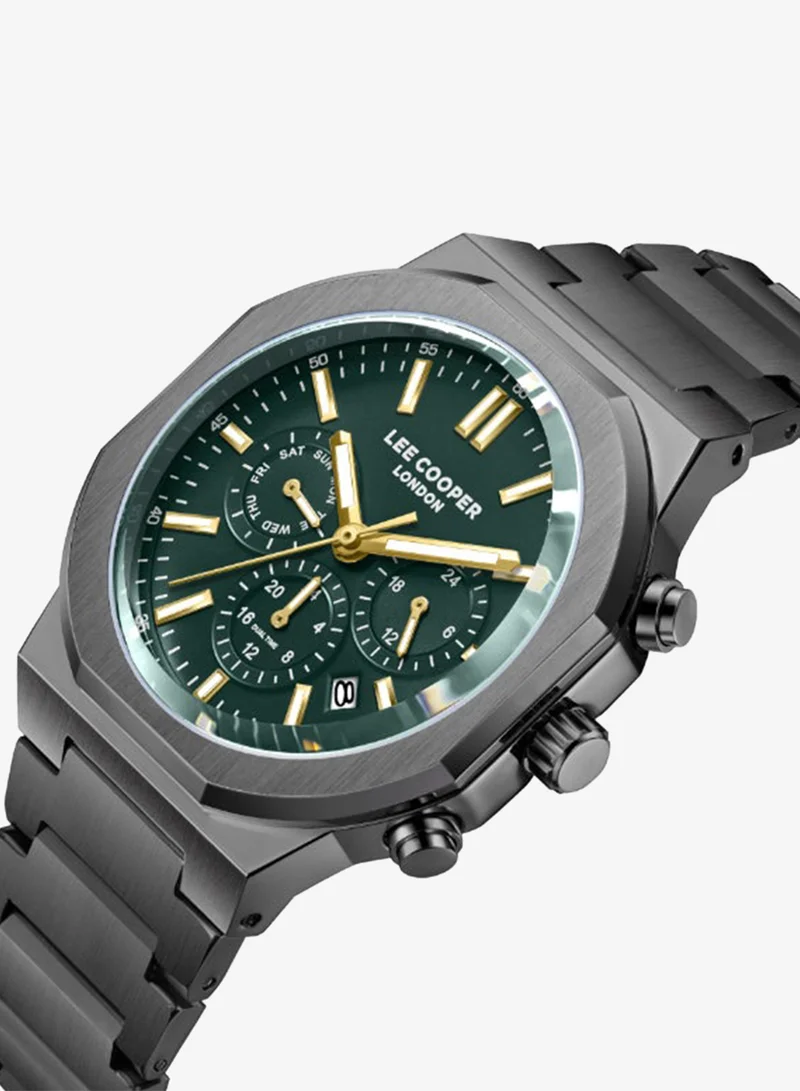 Lee Cooper Dark Green Men's Metal Multi Function Watch LC08263.070 - 41 mm for Men | Best Price UAE
