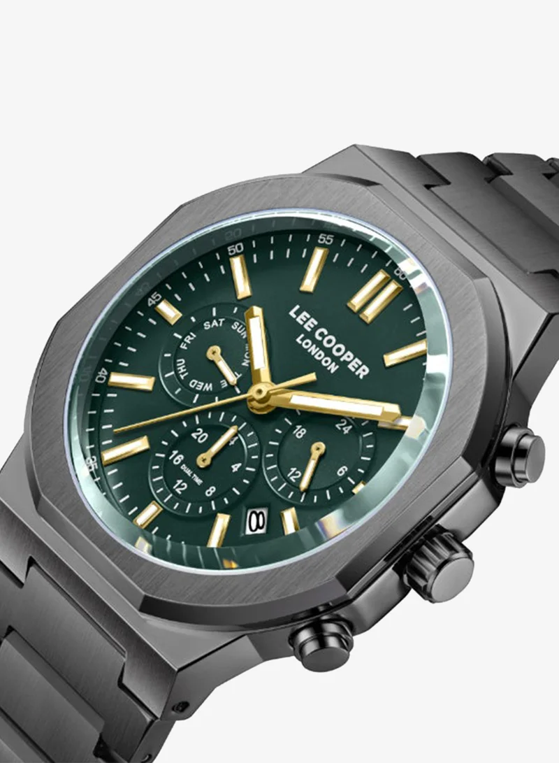 Lee Cooper Dark Green Men's Metal Multi Function Watch LC08263.070 - 41 mm for Men | Best Price UAE