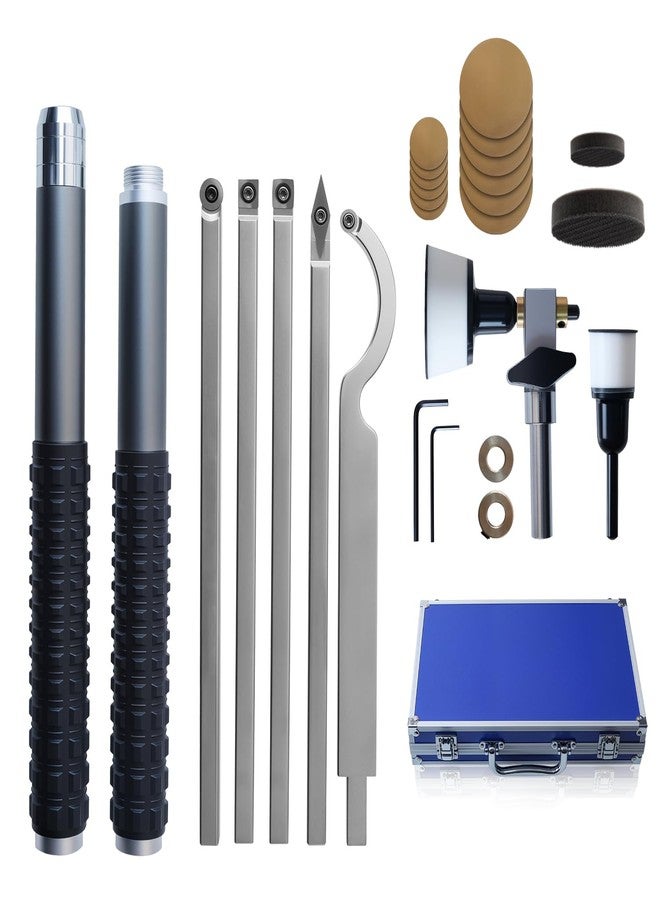 RUITOOL Carbide Wood Lathe Turning Tools Set with Bowl Sander, Including Swan Neck Hollower, Rougher, Finisher, Detailer, 1" & 2" Mandrels, Sandpapers and Aluminum Alloy Handles for Woodturning - Image 1