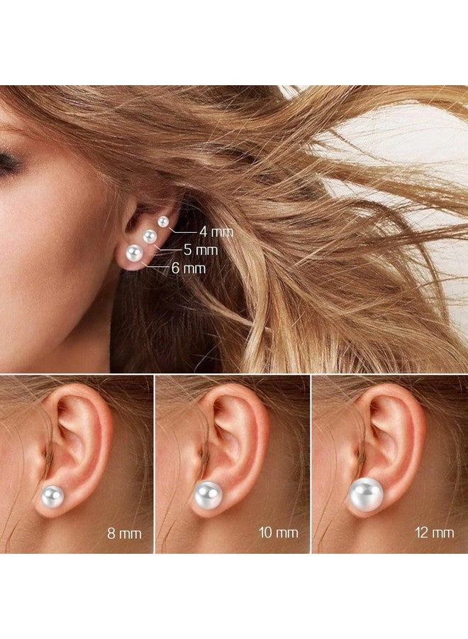 Charisma Charisma 4-12mm Composite Round Ball Pearls Stud Hypoallergenic 12 Pairs Mixed Sizes Imitation Pearl Stainless Steel Earrings Set for Girls Women - Image 5