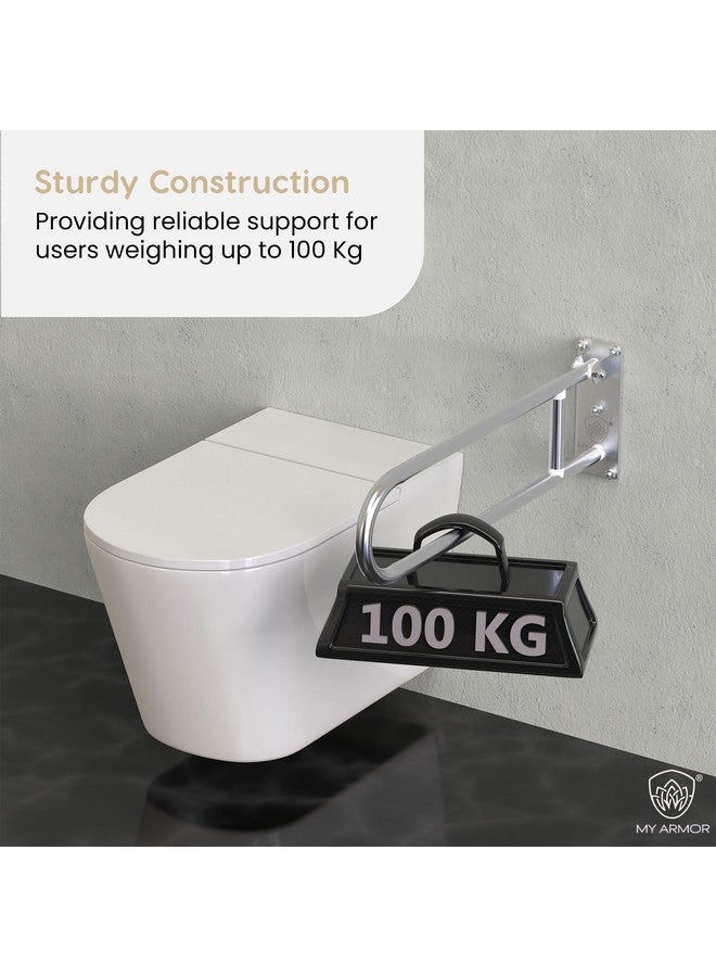 MY ARMOR SS 304 Heavy Duty Flip Up Grab Bar for Bathroom, Stainless Steel Toilet Handrails Safety Bar Hand Support, Bathroom Handle for Senior Citizens, 24 Inches Long - Image 5