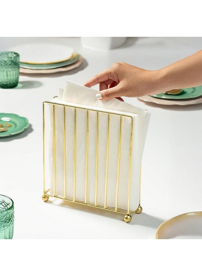 Nestroots Wooden Tissue Paper Holder | Finest Napkin Holder for Dining Table & Kitchen | Tissue Stand for Home, Office & Restaurant (6 X 6 inches, Golden) - Image 4