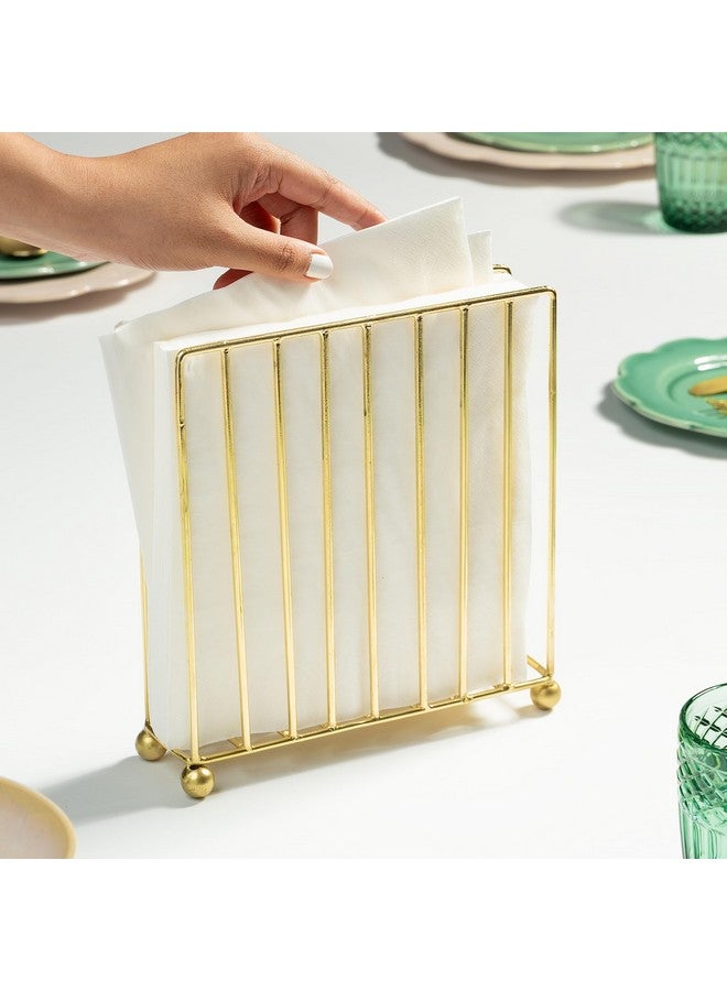 Nestroots Wooden Tissue Paper Holder | Finest Napkin Holder for Dining Table & Kitchen | Tissue Stand for Home, Office & Restaurant (6 X 6 inches, Golden) - Image 1