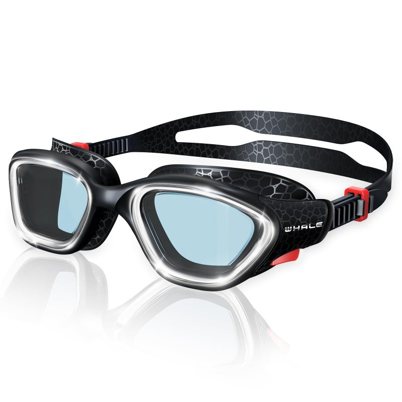 Whale Swim Goggles, HD Anti-Fog Goggles, Unisex | 100% UV Protection | Anti-Fog Design (Black) - Image 1