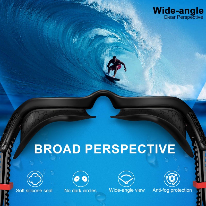 Whale Swim Goggles, HD Anti-Fog Goggles, Unisex | 100% UV Protection | Anti-Fog Design (Black) - Image 4