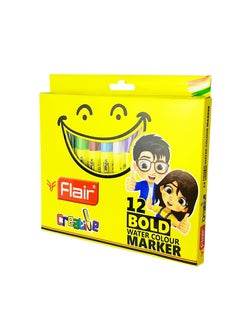 Flair Creative FA8015 Non-Toxic Bold Water Colour Marker Set of 12 Shades 