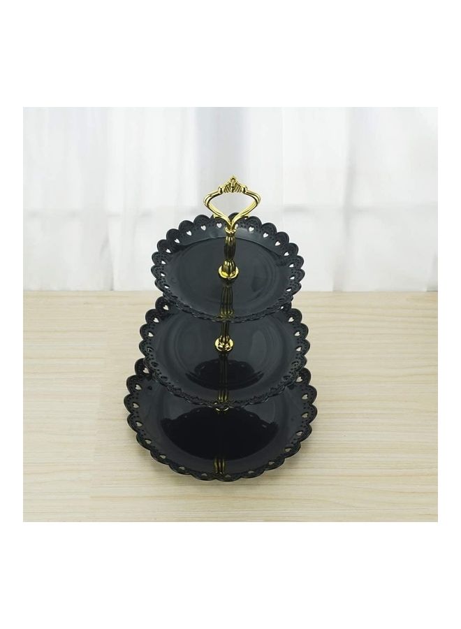 Loquat 3 Tier Cake Display Fruit Plate Party Serving Platter Stand Black/Gold - Image 3