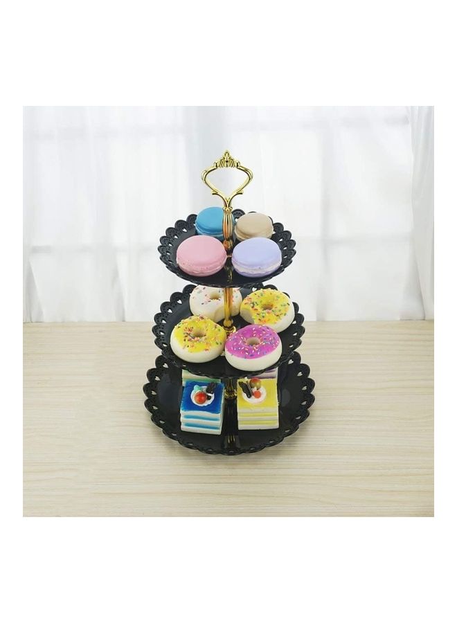 Loquat 3 Tier Cake Display Fruit Plate Party Serving Platter Stand Black/Gold - Image 5