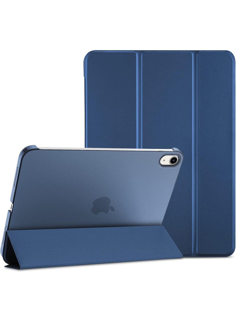 إيروريكس جراب أنيق وذكي لجهاز iPad A16 الجيل الحادي عشر 11 بوصة (2025) وجهاز iPad الجيل العاشر 10.9 بوصة (2022)، مزود بغطاء خلفي صلب شفاف، يدعم بصمة الإصبع، وخاصية التشغيل/الإيقاف التلقائي، باللون الأزرق الداكن. - Image 1