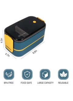 MahMir Stainless Steel Lunch Box - Insulated Bento Box Multifunctional-Containers Lunch Box Containers with 2 Compartments & Tableware(304 stainless steel 2 compartments lunch box by MahMir (Green) 1400ml  - Image 3