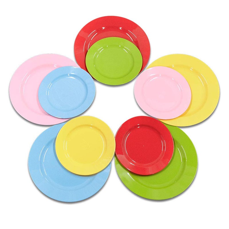 POSATE 60PCS Colorful Disposable Plastic Plates Heavy Duty Plates for WeddingParty 30PCS Dinner Plates 1025 and 30PCS DessertSalad Plates 75 Colorful Plates for Party Event