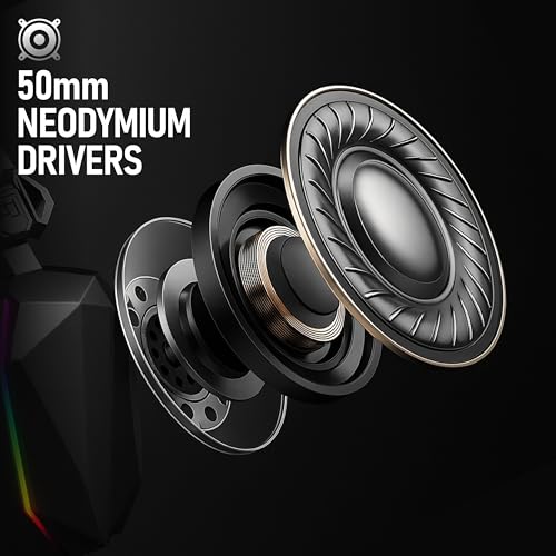TAG Gamerz Titan RGB Black Over-Ear Gaming Wired Headphone | Soft Ear Cups | 50mm Neodymium Driver | 3.5mm Audio | 2m Cable | Flexible Mic for Calling | Suspension Headband | 3.5mm + USB Connector - Image 4