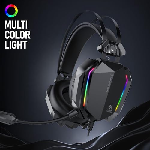 TAG Gamerz Titan RGB Black Over-Ear Gaming Wired Headphone | Soft Ear Cups | 50mm Neodymium Driver | 3.5mm Audio | 2m Cable | Flexible Mic for Calling | Suspension Headband | 3.5mm + USB Connector - Image 2