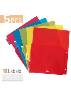 Mr. Pen - Expanding Binder Dividers With Pockets And Tabs, 5 Tabs, Colorful Dividers For 3 Ring Binder With Pockets, Pocket Dividers For 3 Ring Binder With Tabs, Binder Dividers With Tabs And Pockets  - Image 2
