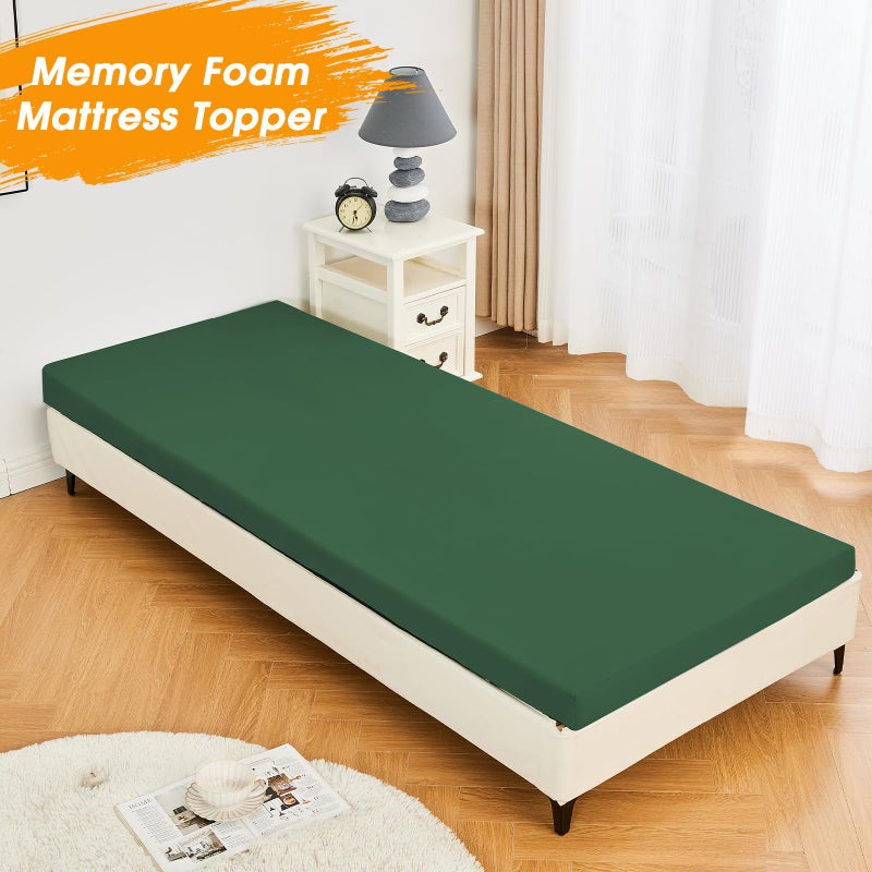 CYMULA Camping Cot Mattress 2in Memory Foam Sleeping Pad,Soft Warm Non-Slip Memory Foam Mattress Topper with Retaining for Adults,Portable Roll up Pad for Travel,Car,Tatami,Play Mat (Green 75"X30") - Image 4