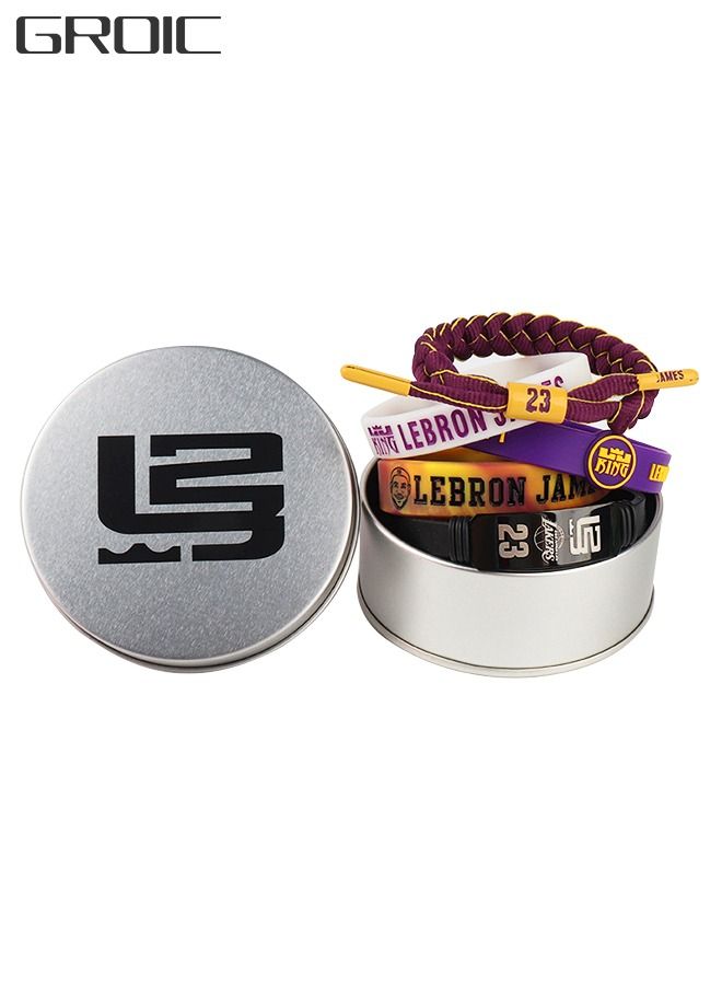 GROIC Basketball LeBron Wristbands James Basketball Bracelet Signature Sport Silicone Adjustable Bracelet Memory Gift 5 Pcs - Image 1