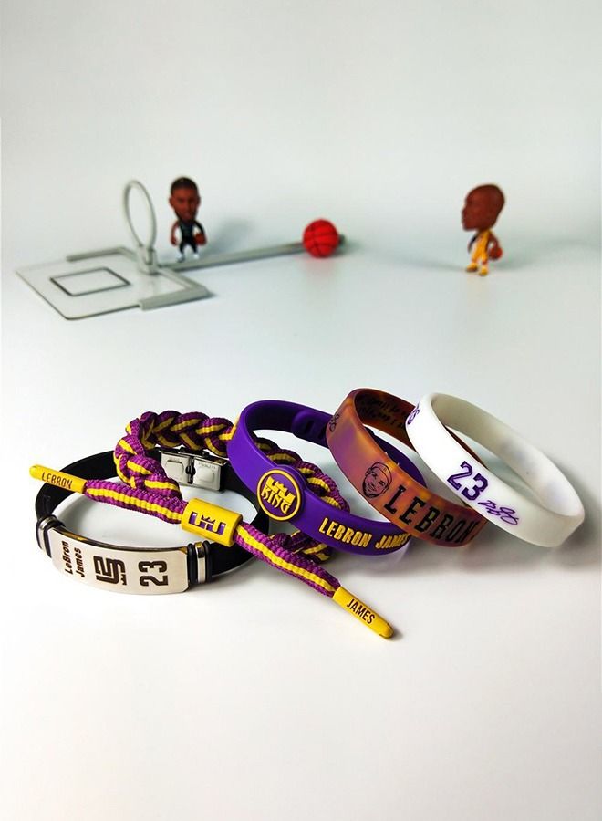 GROIC Basketball LeBron Wristbands James Basketball Bracelet Signature Sport Silicone Adjustable Bracelet Memory Gift 5 Pcs - Image 2