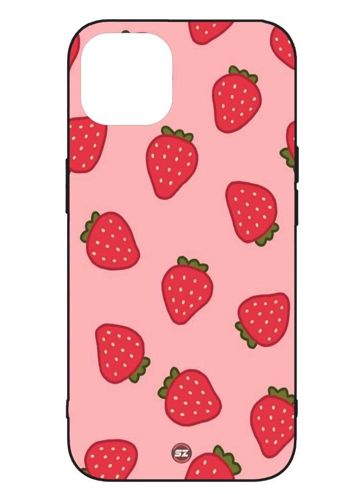 Protective Printed Mobile Cover Strawberry with Pink Background For Apple iPhone 14 Plus