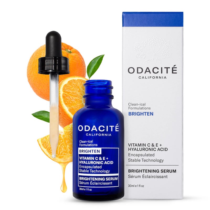 Odacite Brightening Vitamin C  Hyaluronic Facial Serum  AntiAging Facial Serum Targets Loss of Firmness  Dark Spots  Squalane Vitamin E  Neroli Floral Water for Smooth Skin  1 Fl Oz