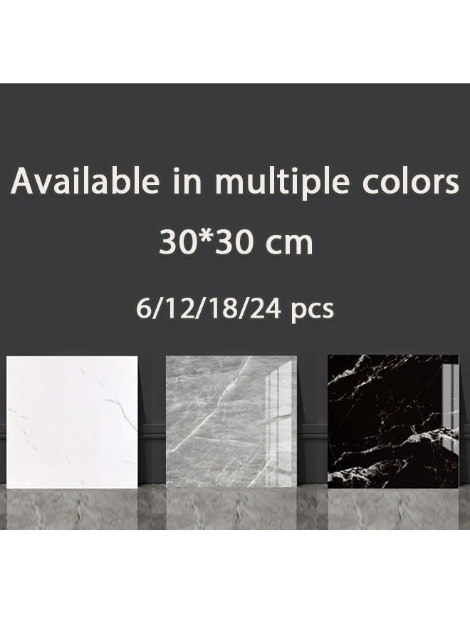 Self-Adhesive Wallpaper, Glossy Marble Pattern Wall Sticker, 6/12PCS Self-Adhesive Ease, Waterproof Wallpaper for for Ceiling, Partition, Curved Surfaces Indoor Use Moisture-Proof Sound Insulation Wallboard, Black - Image 2