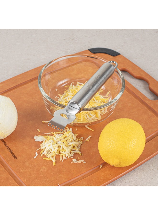 Restaurantware مبشرة الحمضيات مت لوكس، 1 سكين قنوات متعددة الاستخدامات - مقبض مريح، حلقة تعليق، مقشرة ليمون من الفولاذ المقاوم للصدأ، مقاومة للتآكل، للمطابخ والحانات - Image 4