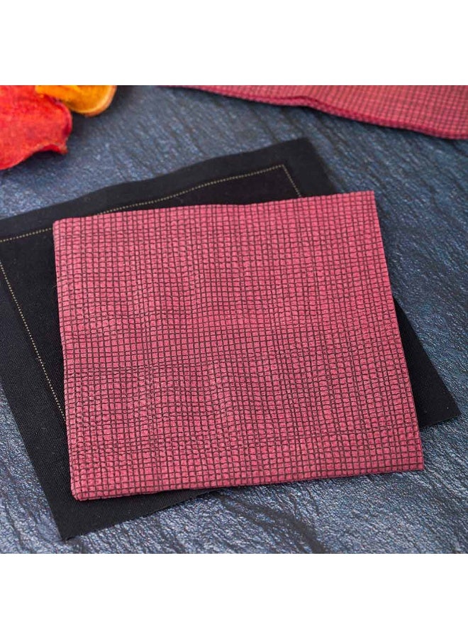 Restaurantware Luxenap Micropoint 2-Ply Cocktail Beverage Napkins - Soft and Durable 8" x 8" Bordeaux with Black Threads Paper Napkins - Disposable and Recyclable - 100-CT - Image 3