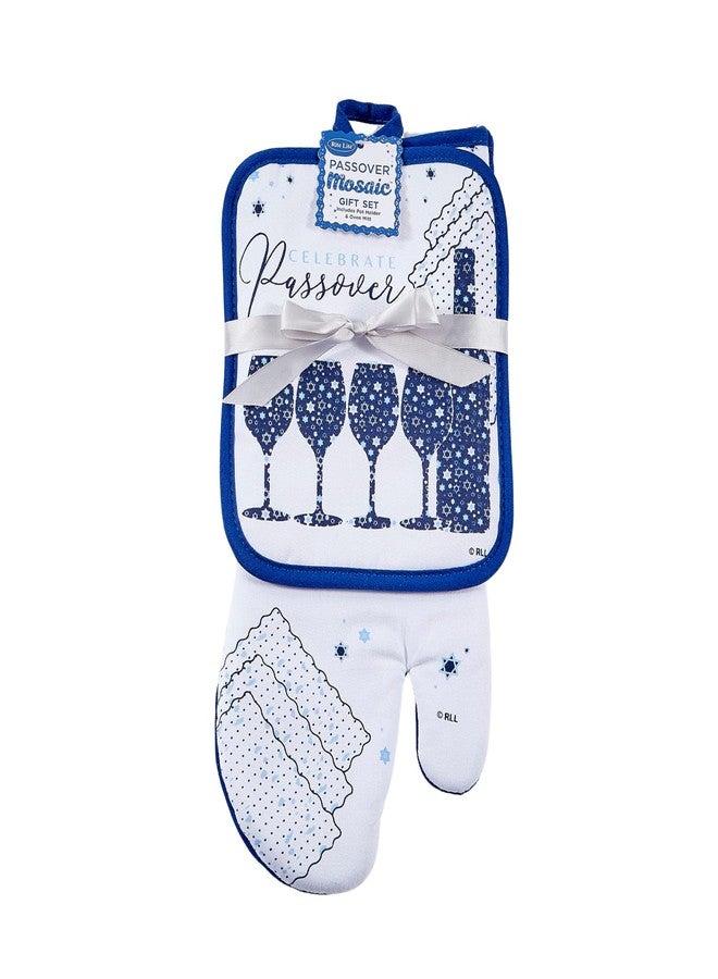 Rite Lite Passover Hostess Gift Oven Mitt & Pot Holder 2 Piece Set by Rite Lite - Stylish & Elegant Jewish Holiday Party Decorations Pesach Haggadah Matzah Hostess Kitchen Table Cooking Kitchen Accessories - Image 2