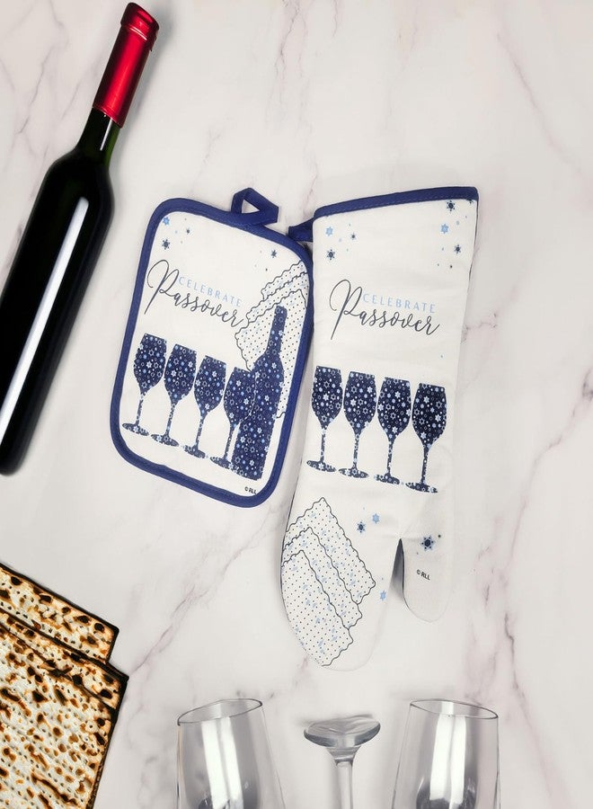 Rite Lite Passover Hostess Gift Oven Mitt & Pot Holder 2 Piece Set by Rite Lite - Stylish & Elegant Jewish Holiday Party Decorations Pesach Haggadah Matzah Hostess Kitchen Table Cooking Kitchen Accessories - Image 4