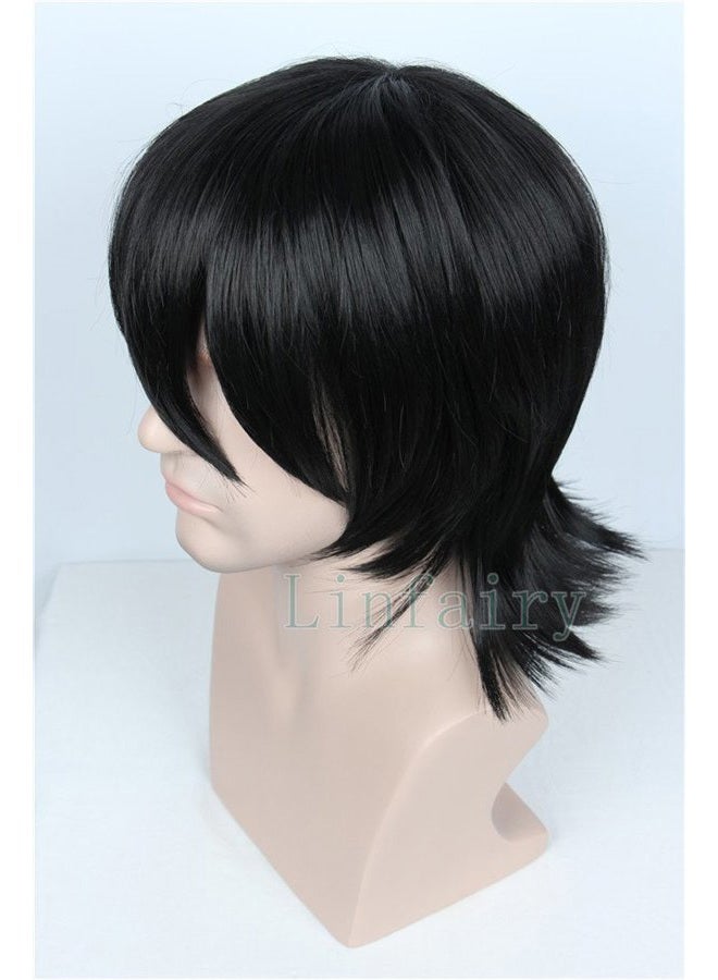Linfairy Unisex Short Black Straight Cosplay Wig Halloween Costume Wig for Women - Image 4