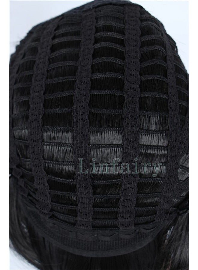 Linfairy Unisex Short Black Straight Cosplay Wig Halloween Costume Wig for Women - Image 2