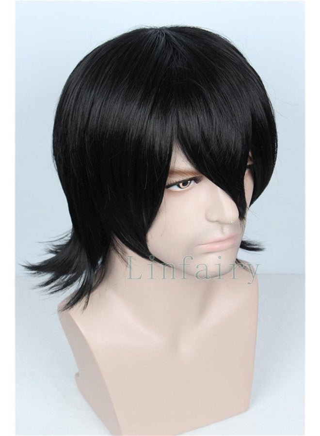 Linfairy Unisex Short Black Straight Cosplay Wig Halloween Costume Wig for Women - Image 3