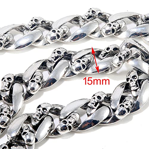 Double K Medieval Skull Symbol Key Jean Wallet Chain (27"/8.8oz) Silver CS57 - Image 5