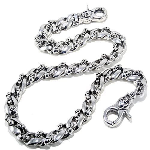 Double K Medieval Skull Symbol Key Jean Wallet Chain (27"/8.8oz) Silver CS57 - Image 1