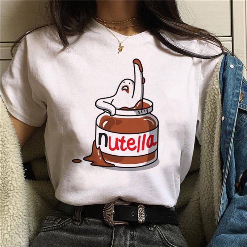 Nutella Kawaii printed T-shirt women short sleeves - Image 4