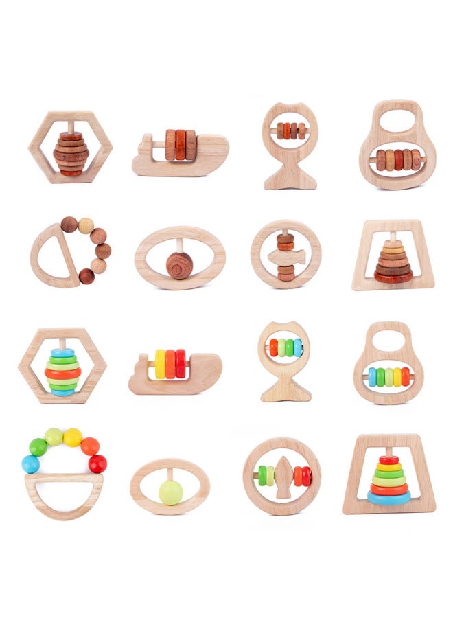 Children's Wooden Educational Montessori Early Education Toys Baby Can Bite Wooden Rattle Soothing Grip Toys - Image 5
