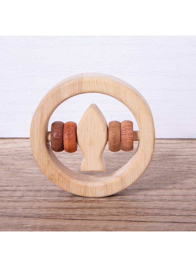 Children's Wooden Educational Montessori Early Education Toys Baby Can Bite Wooden Rattle Soothing Grip Toys - Image 1