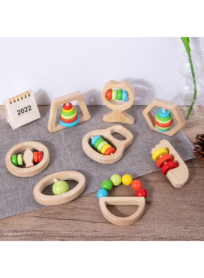 Children's Wooden Educational Montessori Early Education Toys Baby Can Bite Wooden Rattle Soothing Grip Toys - Image 3