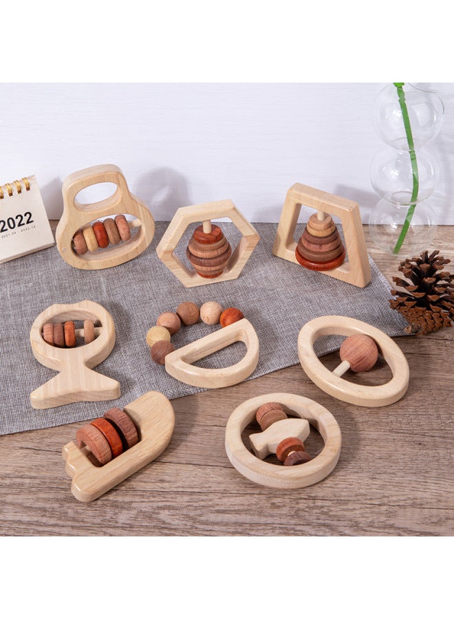 Children's Wooden Educational Montessori Early Education Toys Baby Can Bite Wooden Rattle Soothing Grip Toys - Image 4